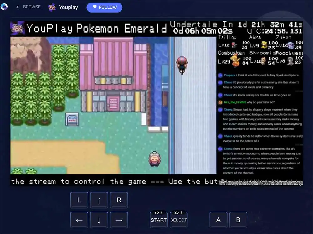 Exemple d'un live sur Beam où des touches permettant de contrôler le jeu sont situées juste en dessous de la diffusion.