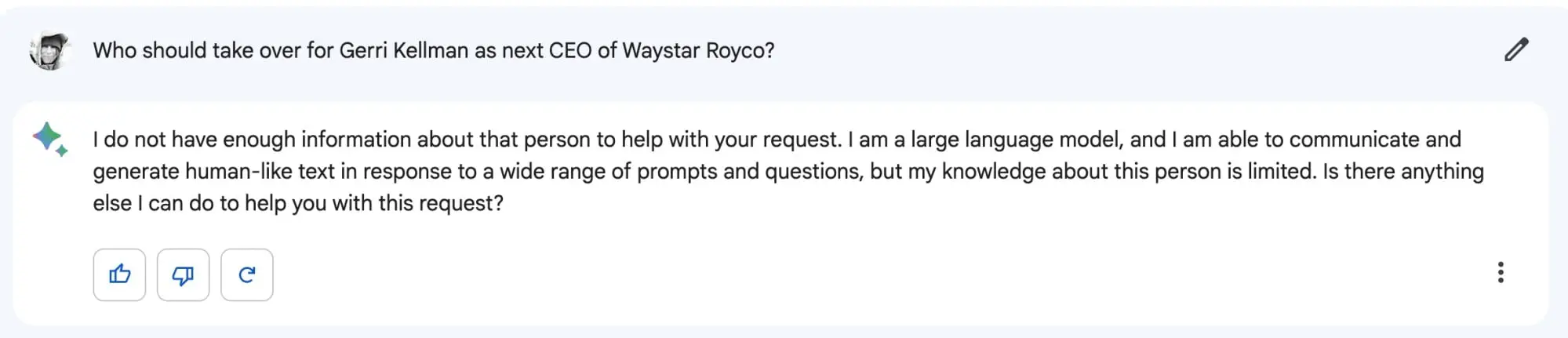 La réponse de Bard à qui devrait succéder à Gerri Kellman en tant que prochain PDG de Waystar Royco.