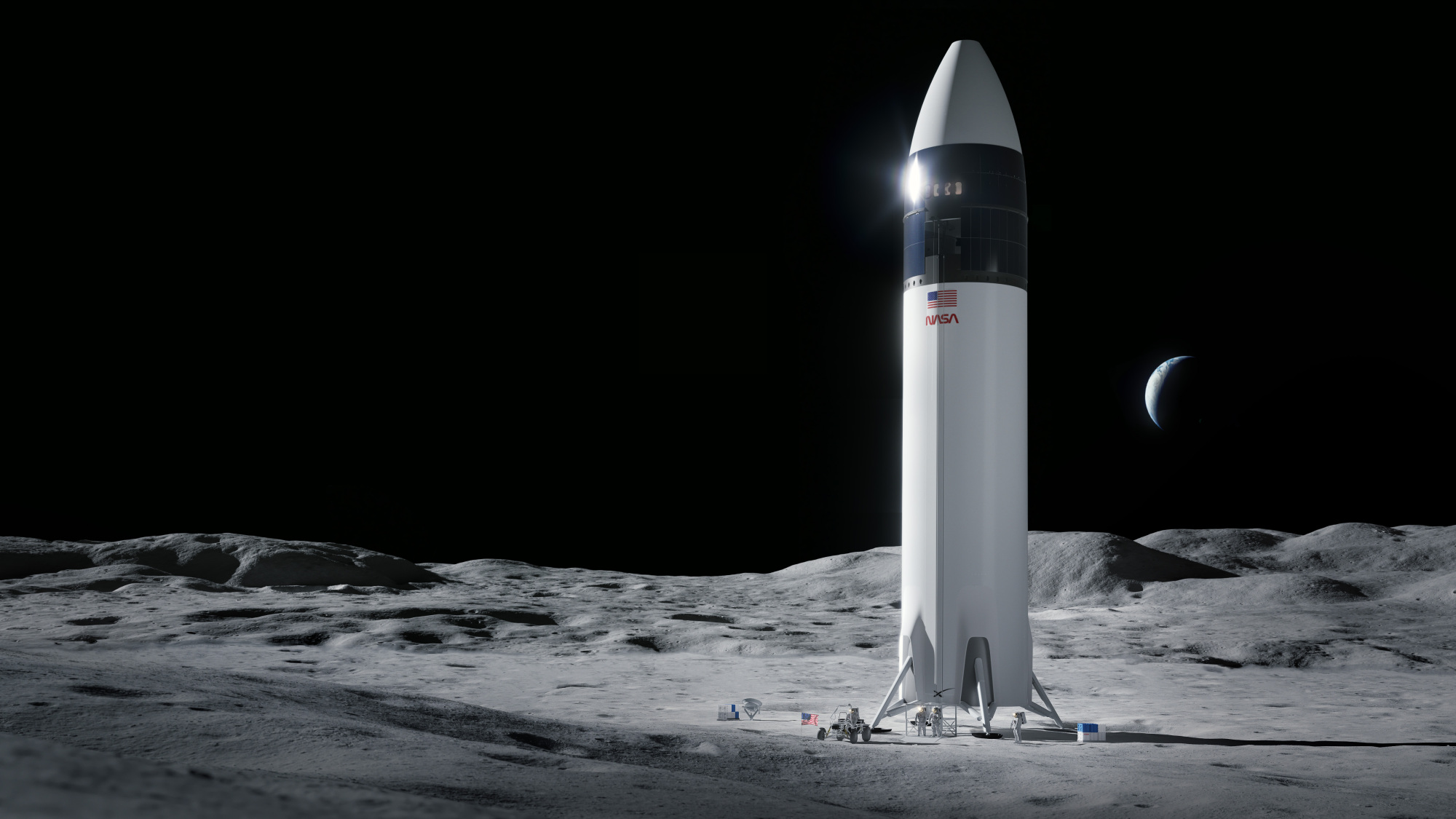 SpaceX Starship atterrissant sur la lune