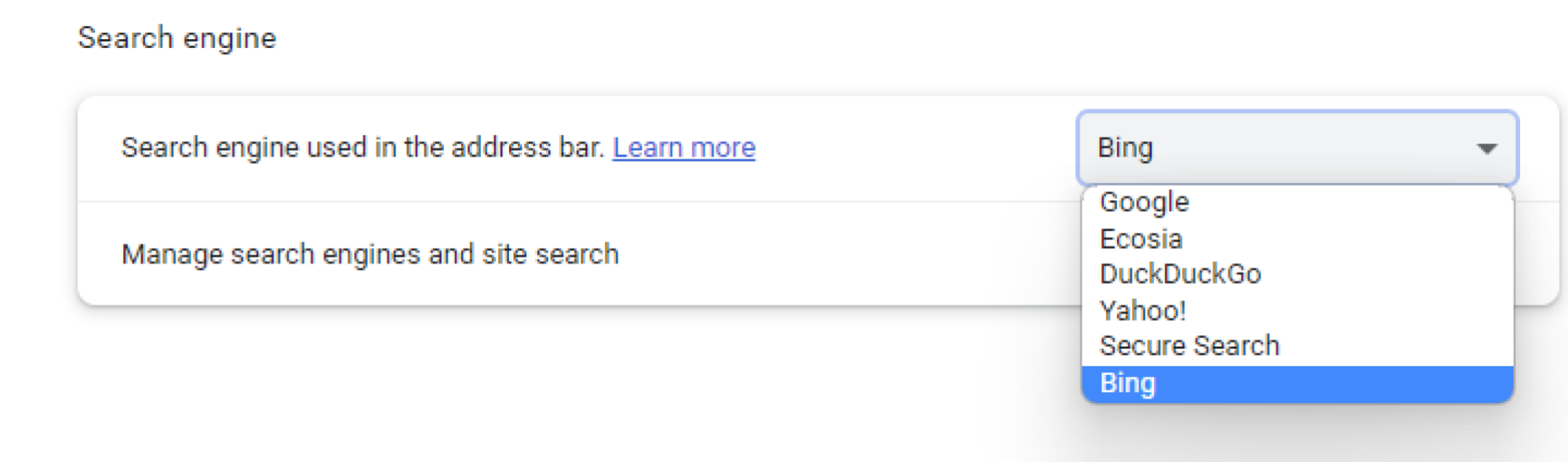 Choisir un moteur de recherche dans Chrome