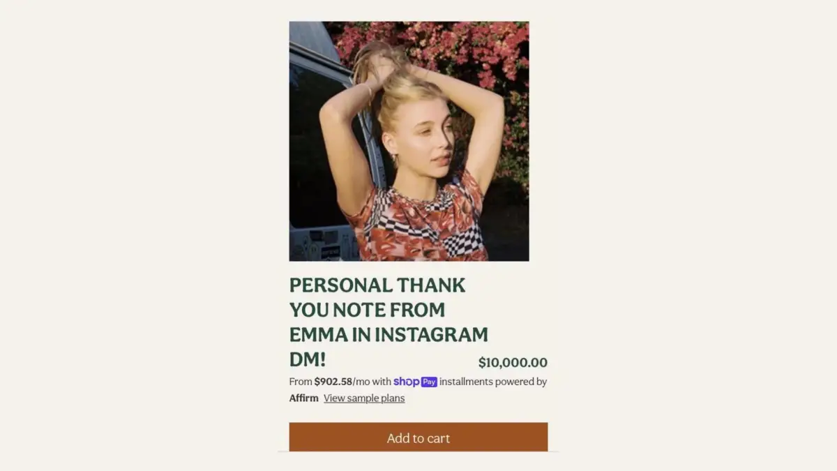 Non, Emma Chamberlain ne facture pas 10 000 $ pour un DM Instagram