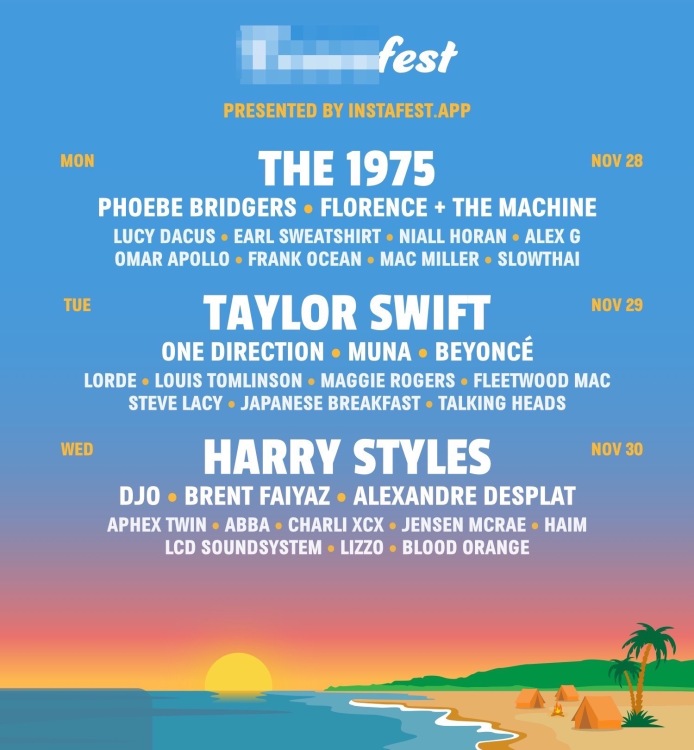 Une programmation de festivals de musique qui présente The 1975, Taylor Swift et Harry Styles en tête d'affiche. 