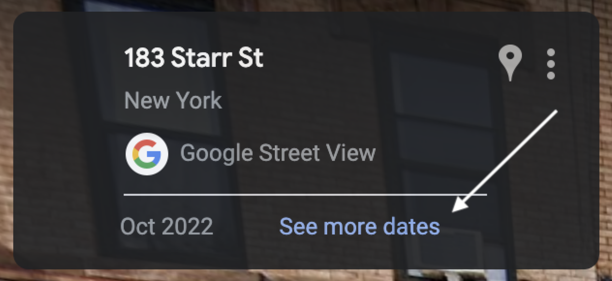 Bouton Google Maps Street View Afficher plus de dates