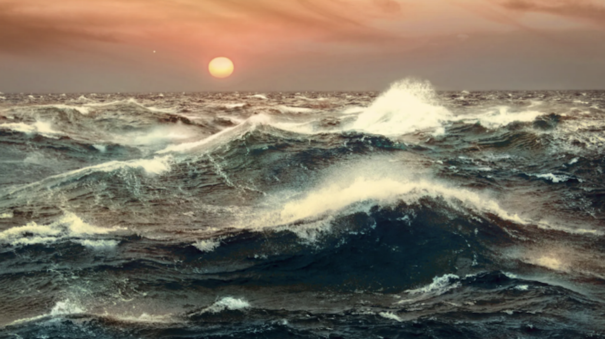 vagues dans un océan sur une planète lointaine