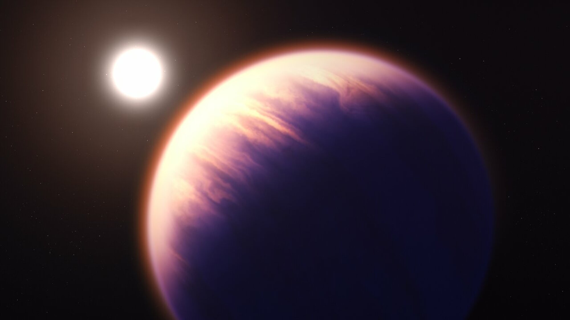 Une planète gazeuse géante avec une étoile en arrière-plan