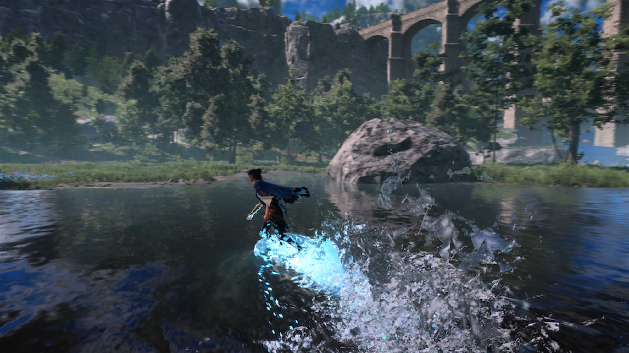 Frey glisse sur l'eau dans Forspoken