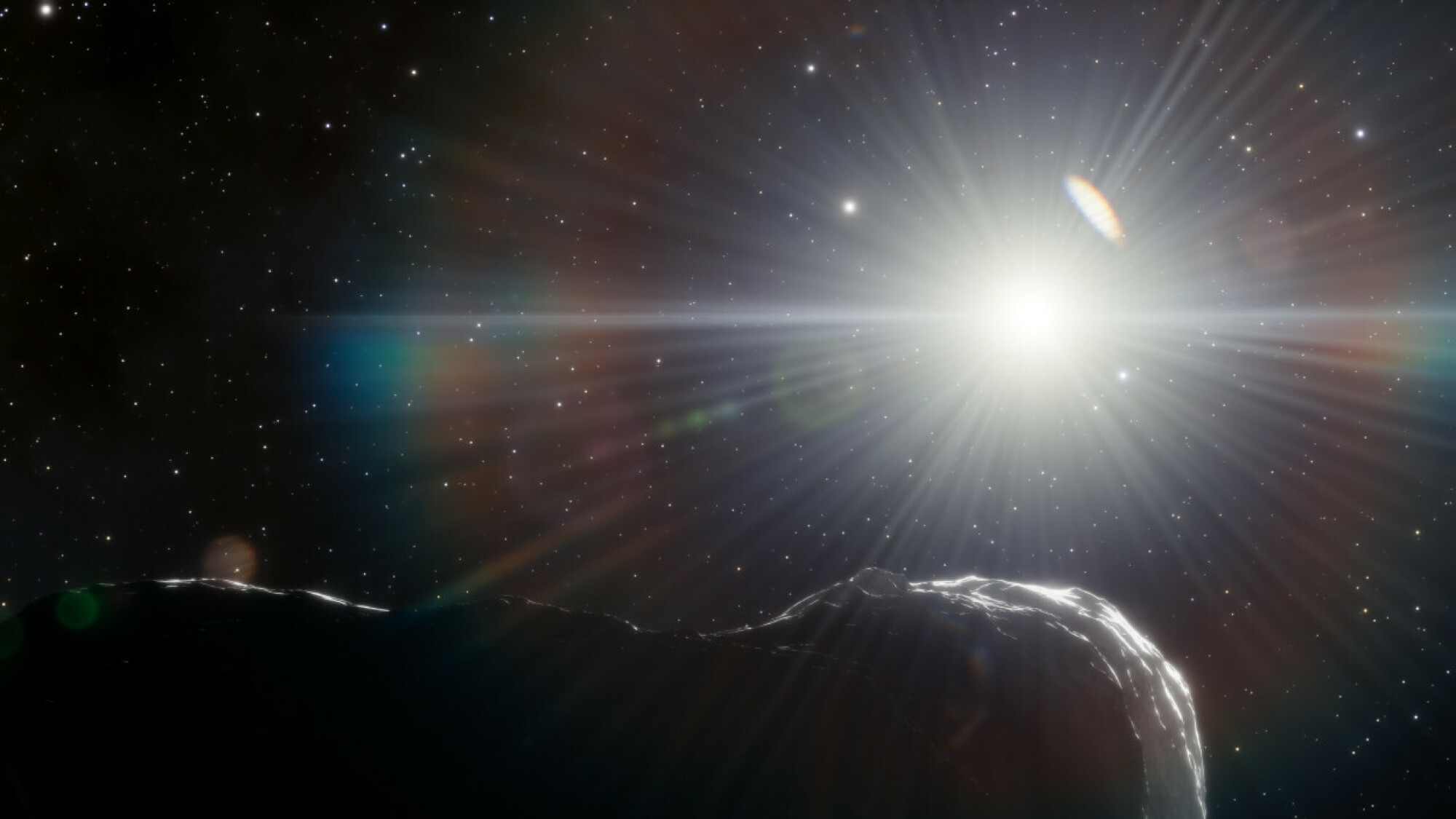 Un astéroïde se cachant dans l'éclat du soleil