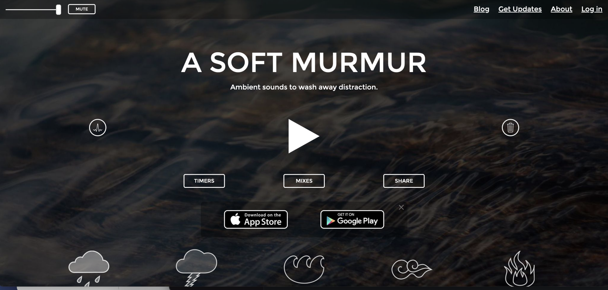 Une capture d'écran du site A Soft Murmur