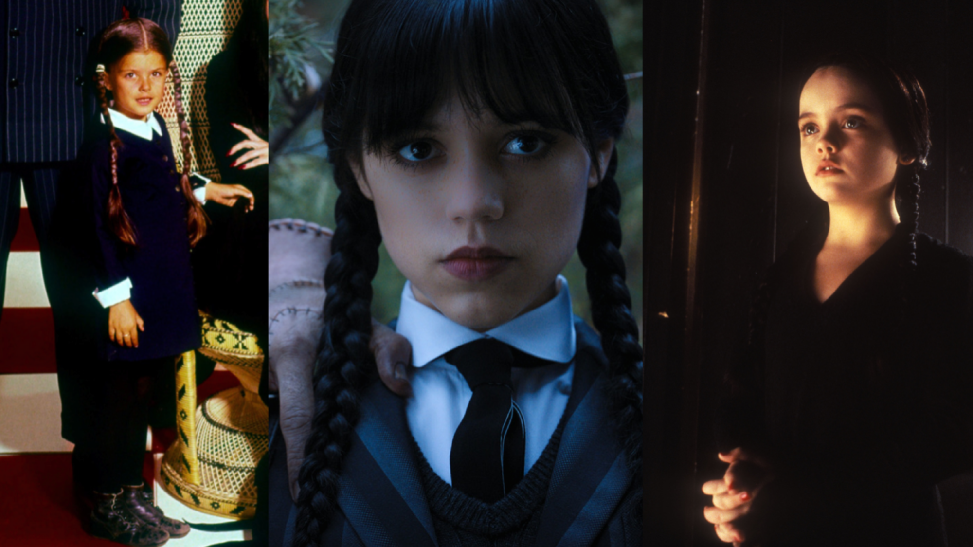 Trois versions de Wednesday Addams compilées ensemble. 