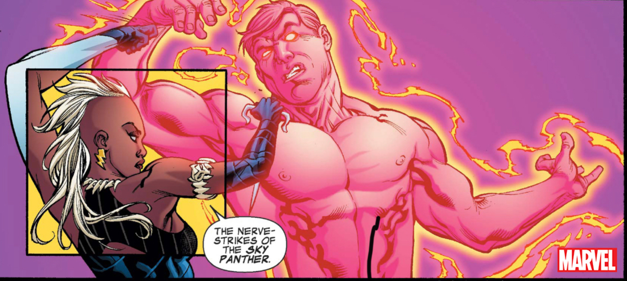 Un panneau de bande dessinée Marvel montrant Sky Panther.