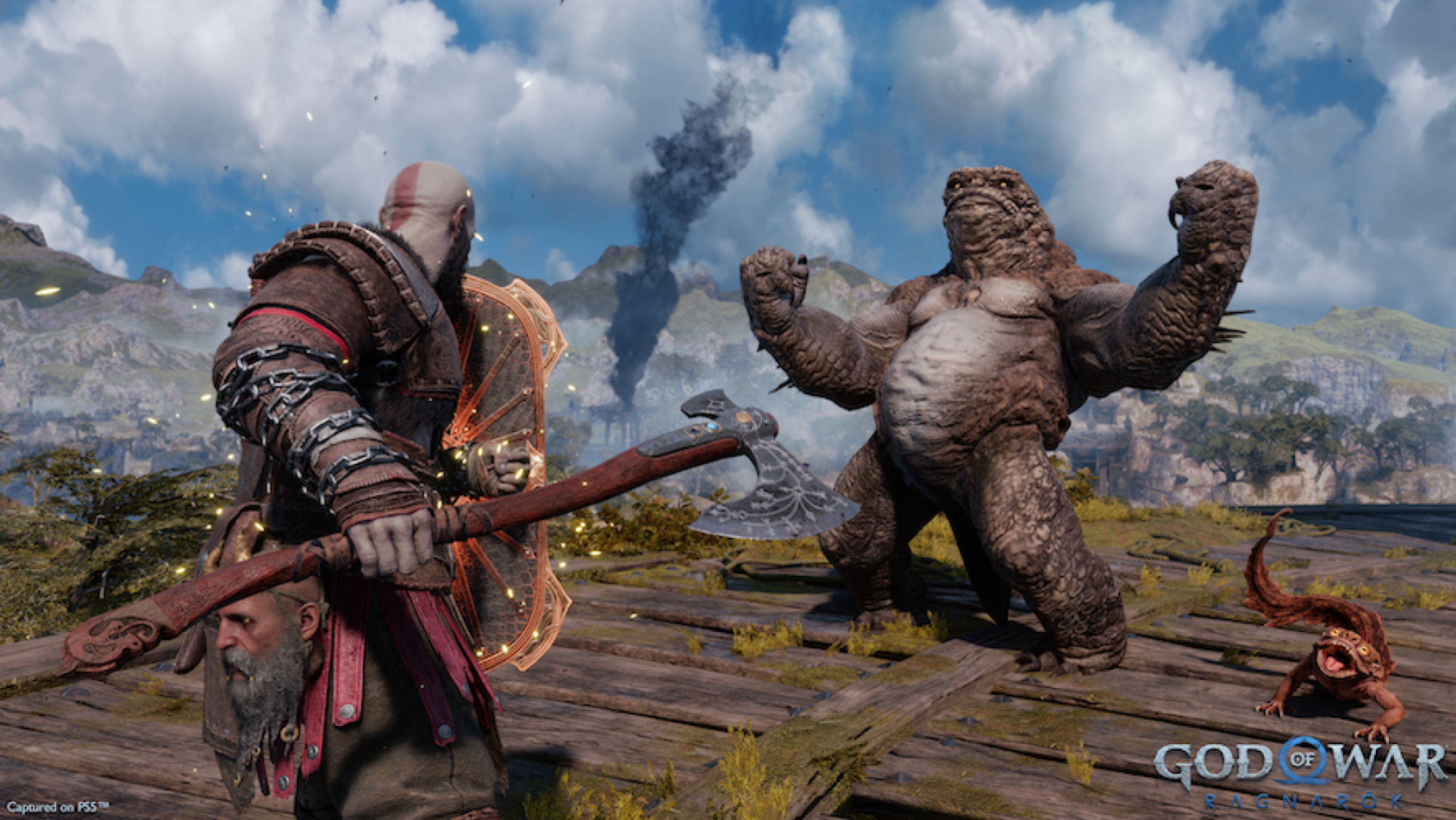 Kratos combattant un monstre dans God of War Ragnarok