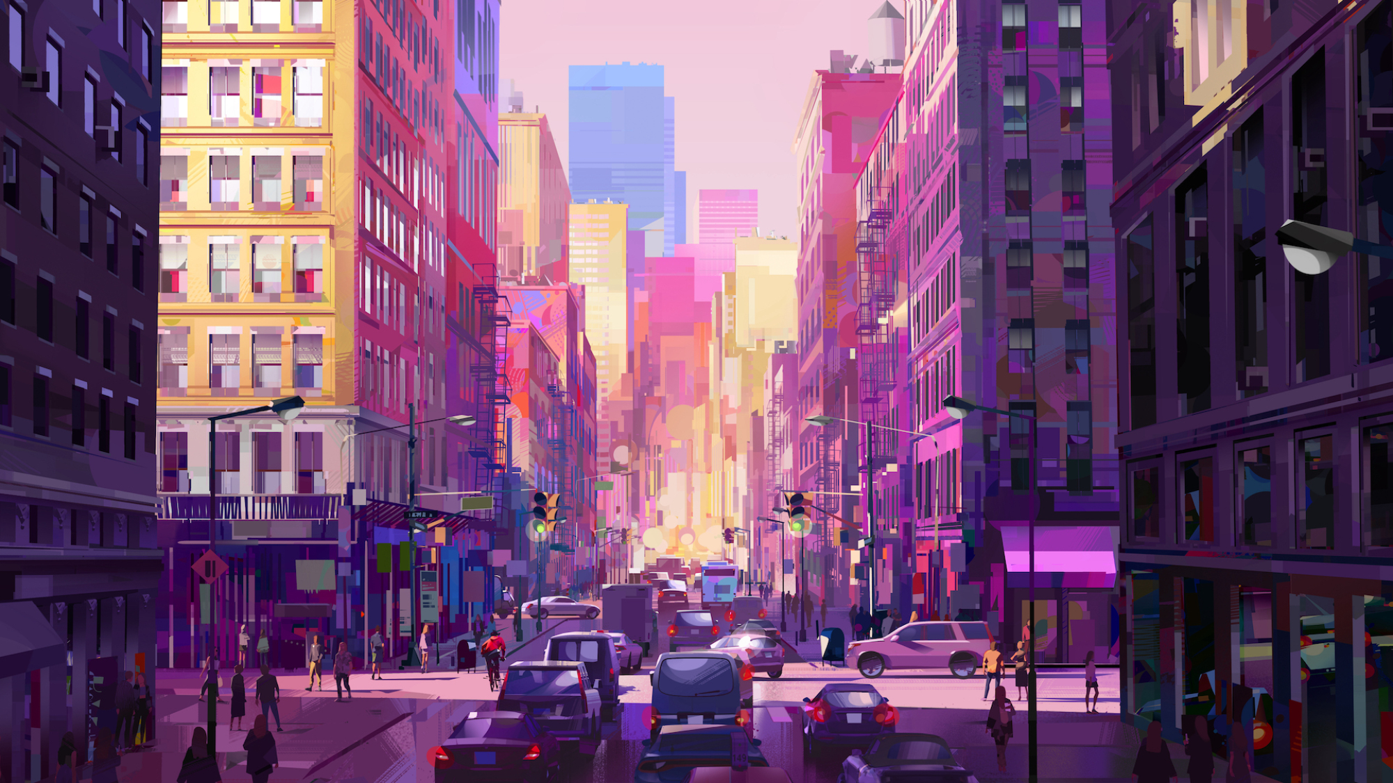 Un paysage urbain de New York en animation.