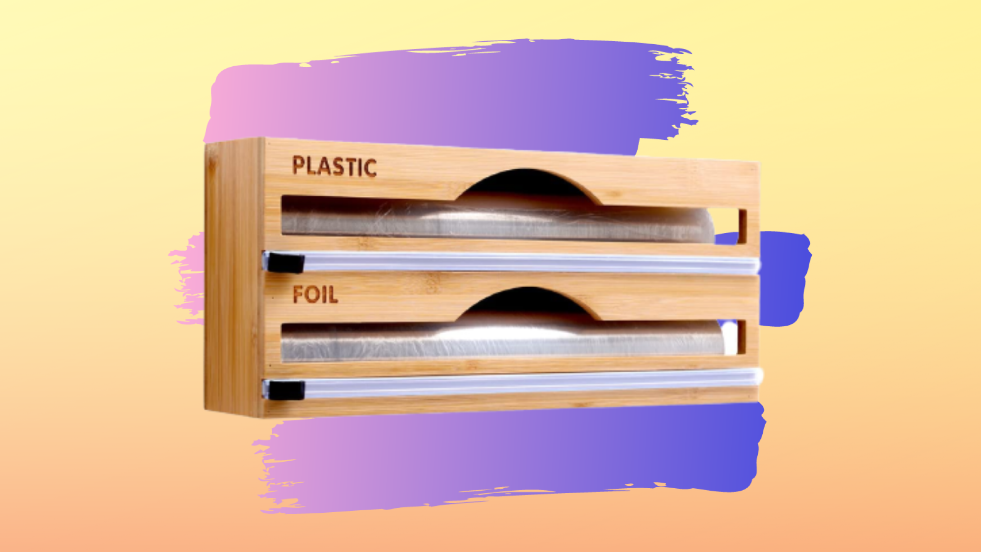 distributeur de pellicule plastique et de papier d'aluminium en bois