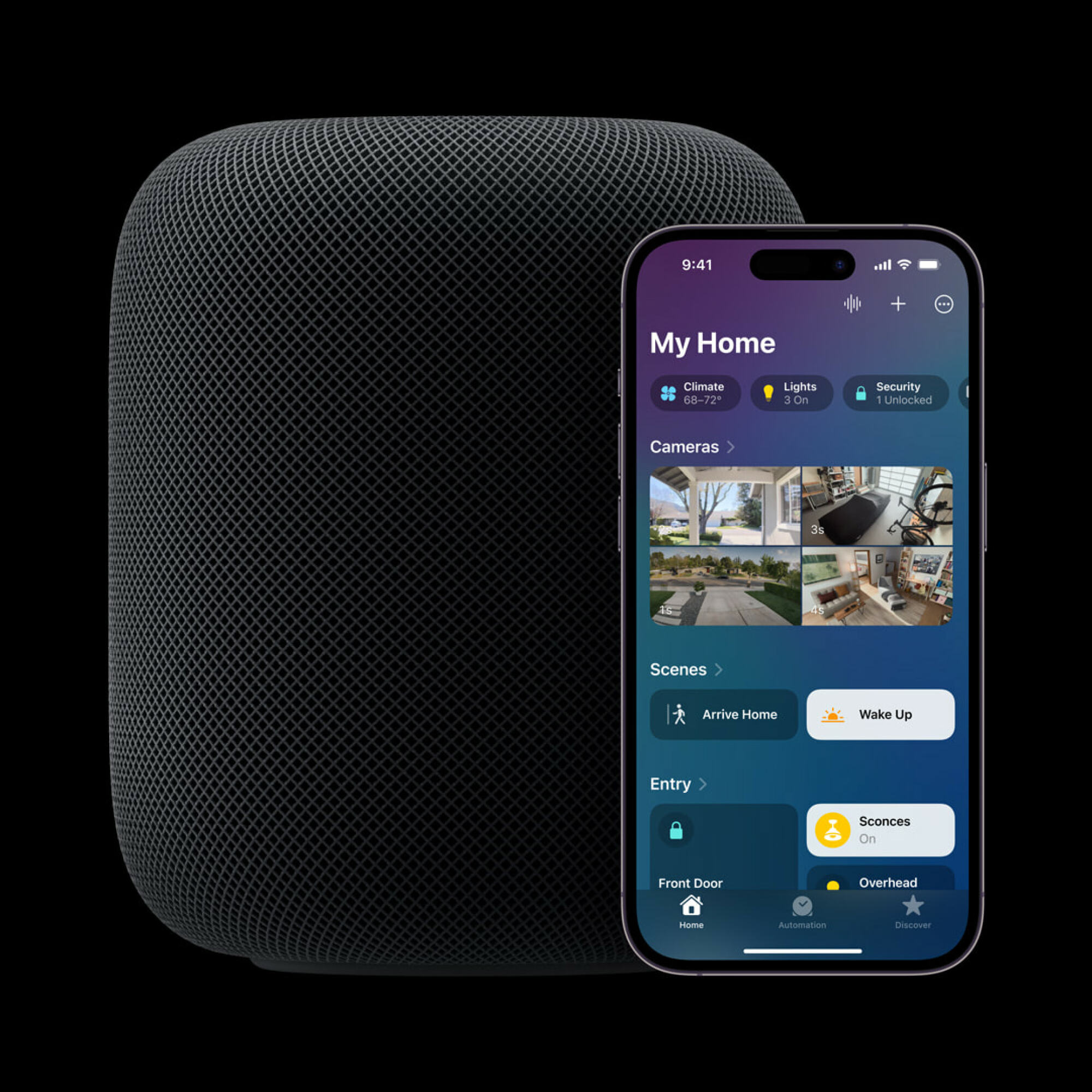 Apple HomePod couplé à un iPhone à l'aide de l'application Home