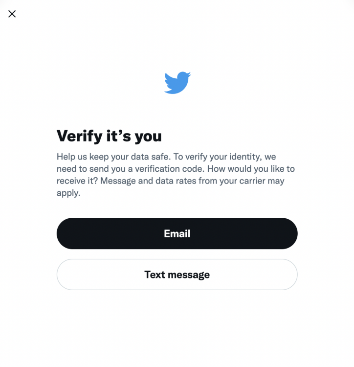 Twitter vérifie l'identité avec un e-mail ou un code de message texte