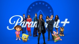 logo paramount plus avec des personnages qui l'entourent