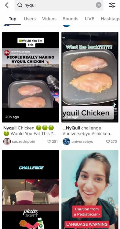 tiktoks de gens qui parlent de poulet nyquil