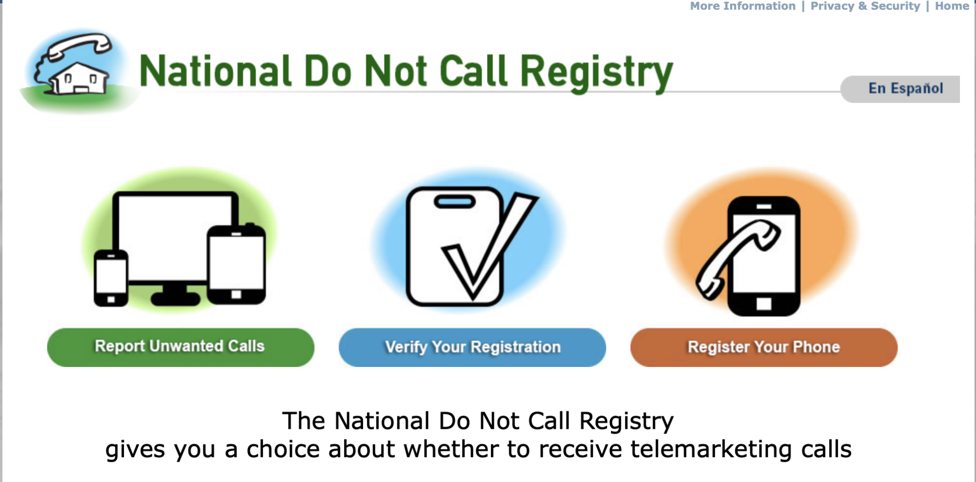 Options du registre national des appels sur le signalement des appels, l'enregistrement de votre téléphone et la vérification de l'enregistrement