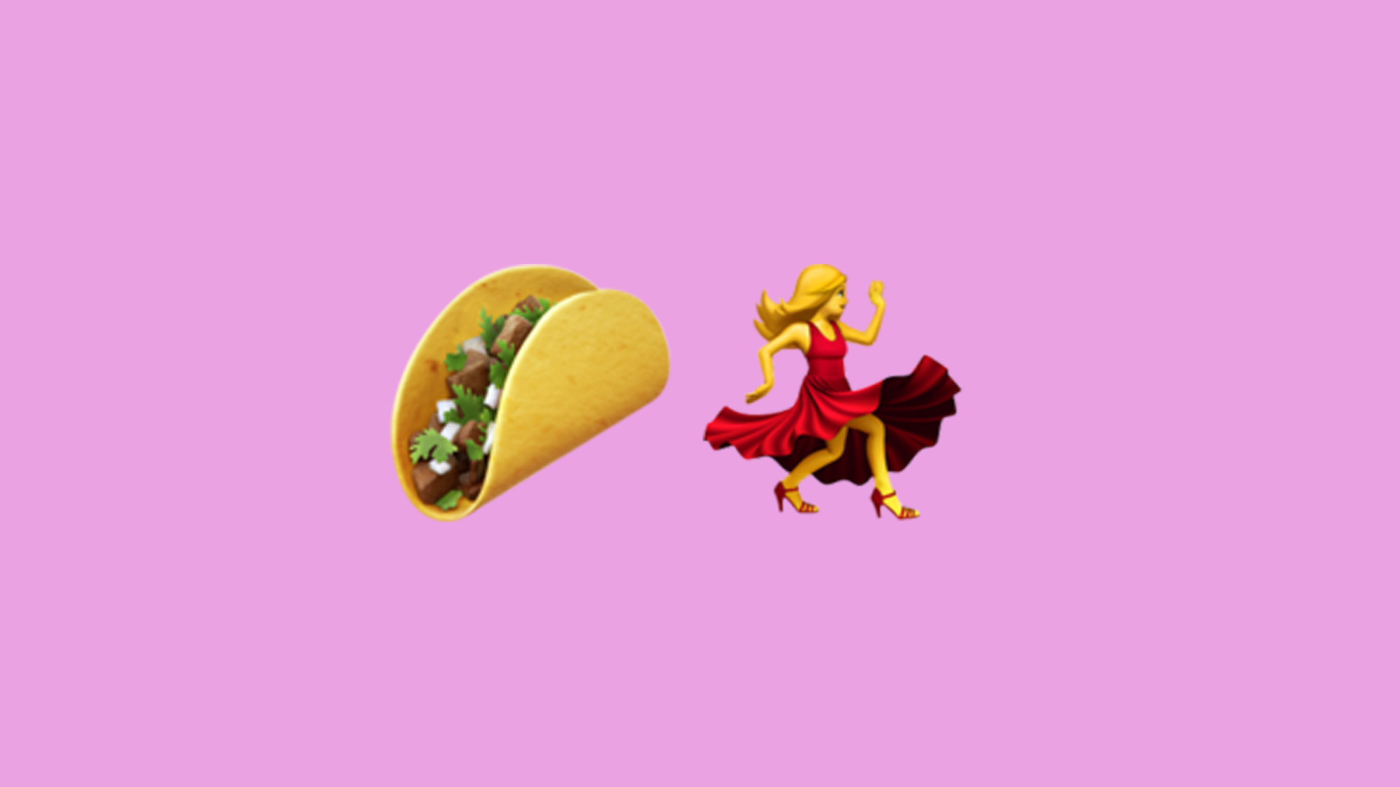 Un emoji taco à côté d'un emoji d'une femme dansant le tango.