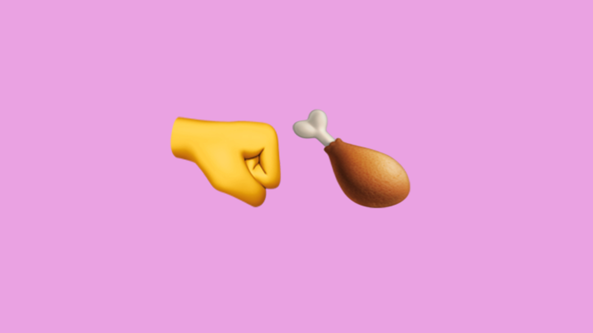 Un poing emoji à côté d'un emoji de pilon de poulet.