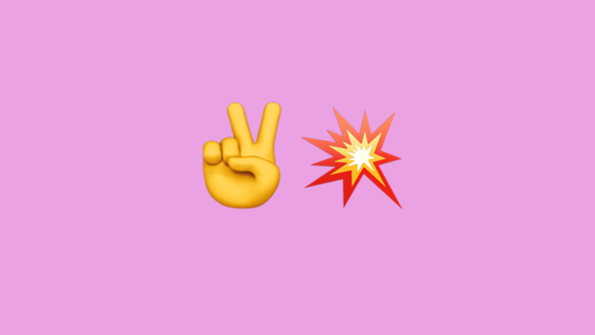 Un emoji de main de signe de paix à côté d'un emoji d'explosion.