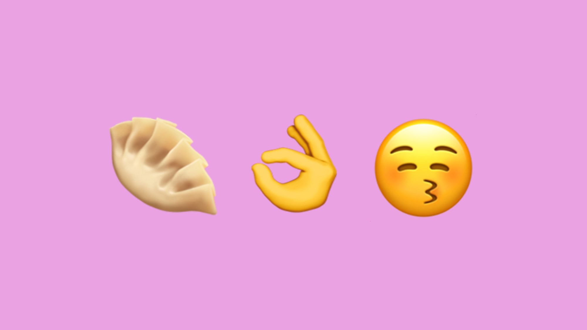 Un emoji boulette à côté d'un emoji signe OK et d'un emoji visage bisou.