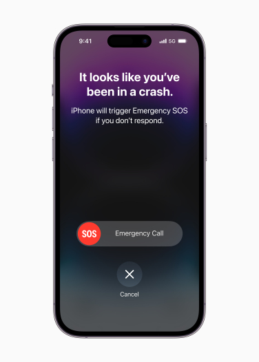 iPhone 14 Pro avec mode de détection de crash