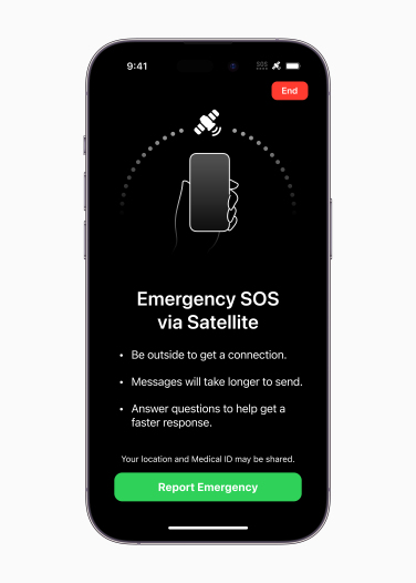 iPhone 14 Pro avec SOS d'urgence par satellite