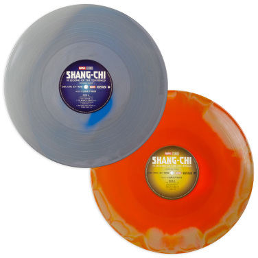 Une image des disques de la réédition en vinyle du Comic-Con 2022 de San Diego exclusive à Mondo de Marvel. "Shang-Chi et la légende des dix anneaux" bande sonore.