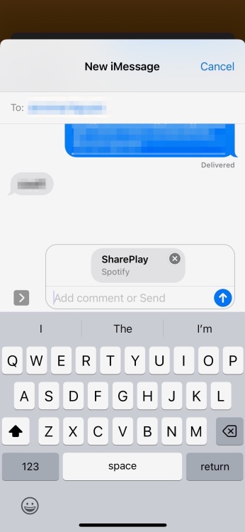 Capture d'écran de l'invitation SharePlay dans une fenêtre Messages