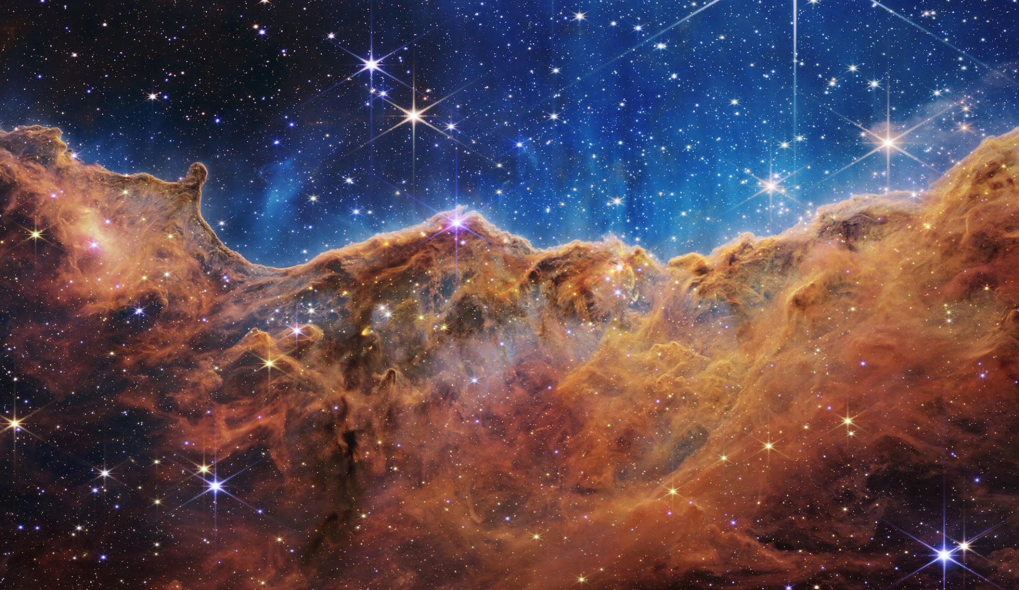 Nuages ​​de poussière et de gaz de la nébuleuse Carina, où se forment les étoiles, photographiés par le télescope James Webb.