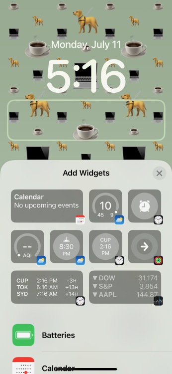 Capture d'écran des options du widget d'arrière-plan de fond d'écran