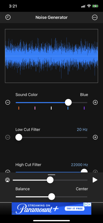 Capture d'écran de l'application Noise Generator.