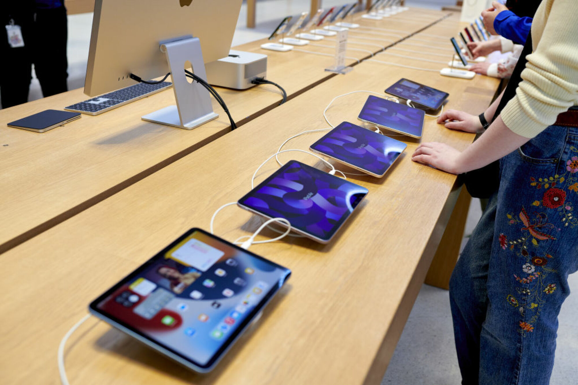 Des iPads exposés à l'Apple Store