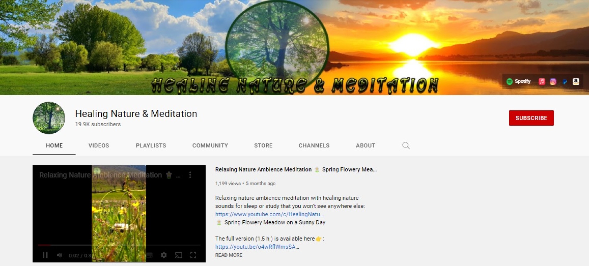 Guérir la nature et la méditation sur YouTube