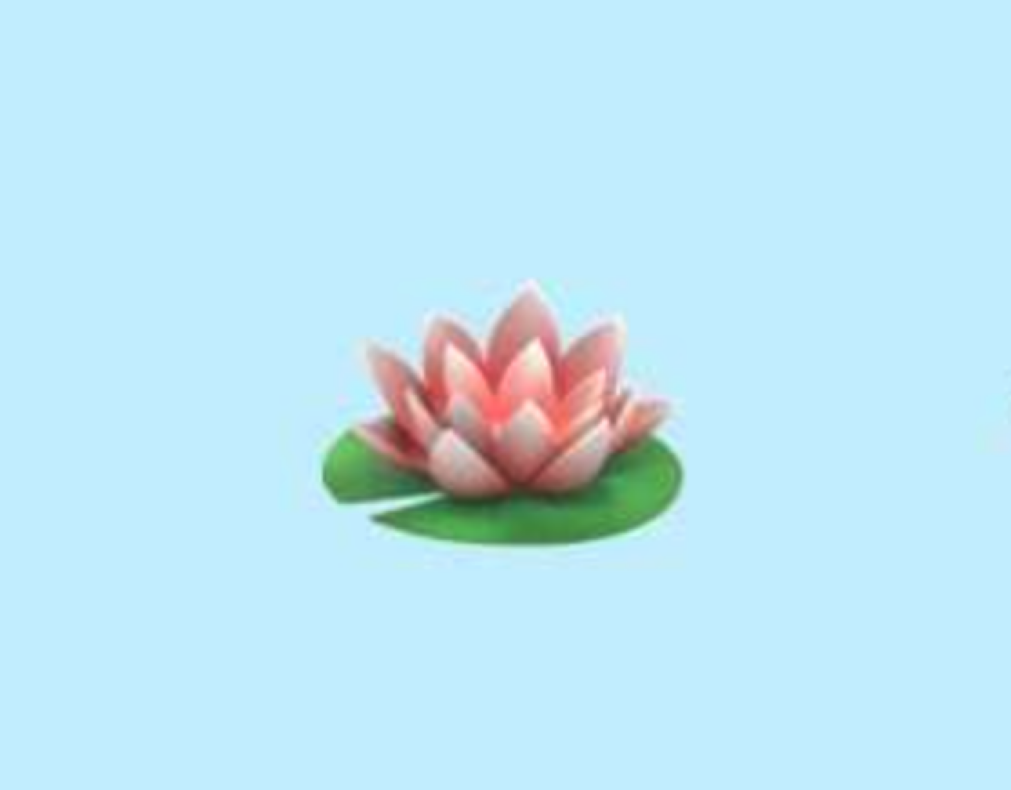 l'emoji lotus rose et vert sur fond bleu clair