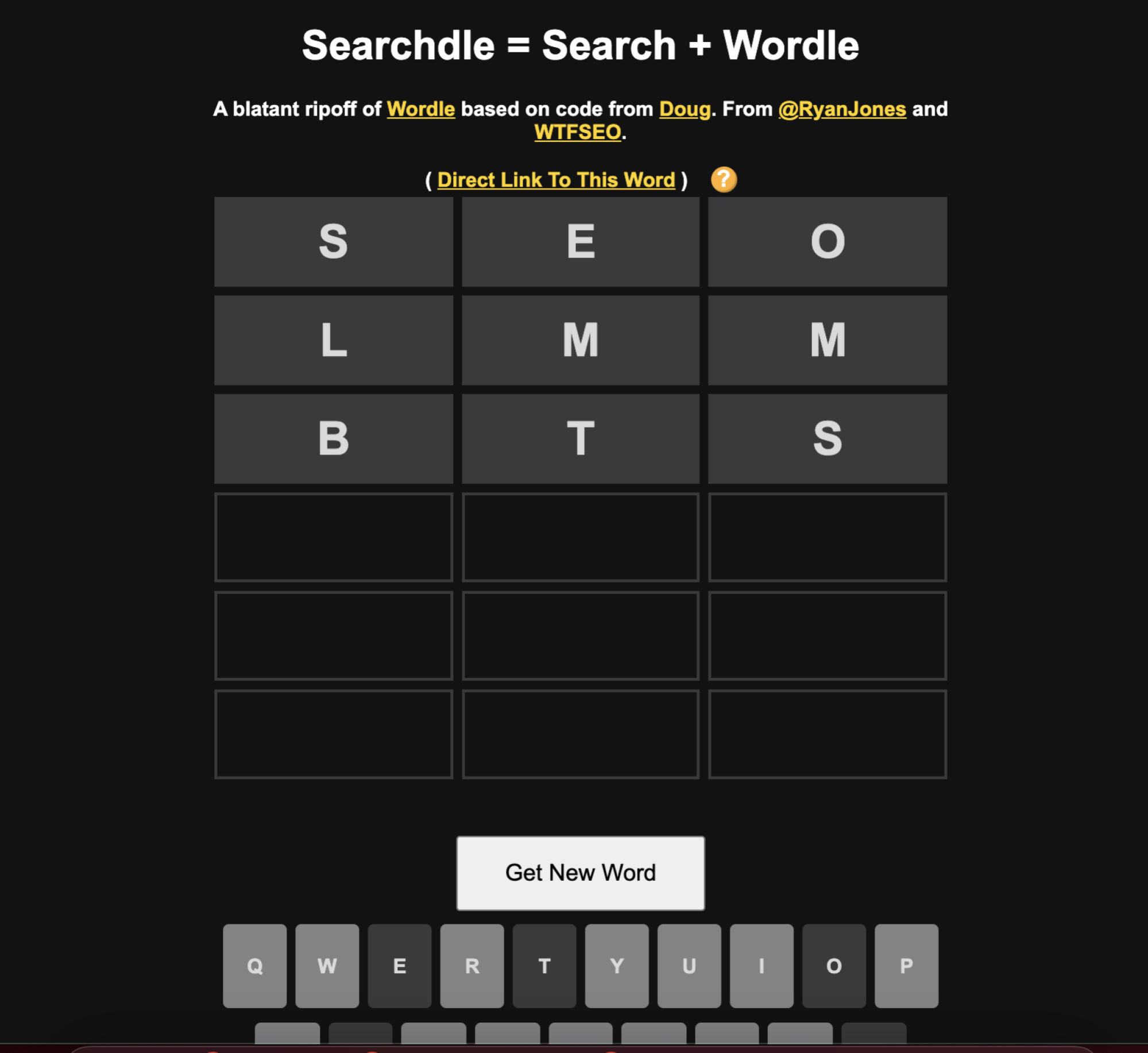 Capture d'écran du jeu searchdle