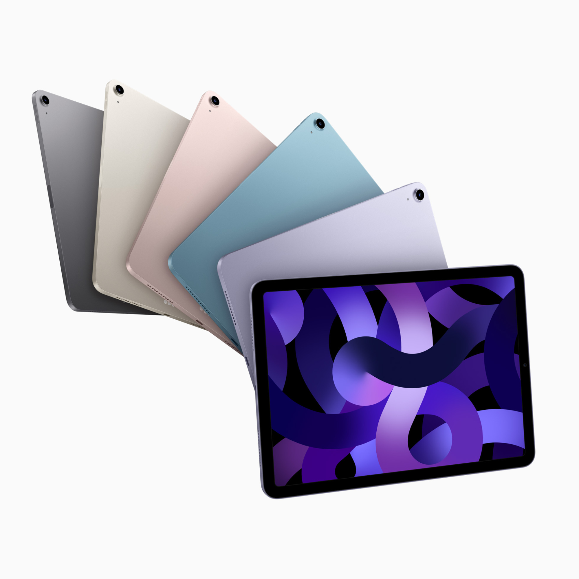 Image de l'iPad Air 5 déployé en différentes couleurs