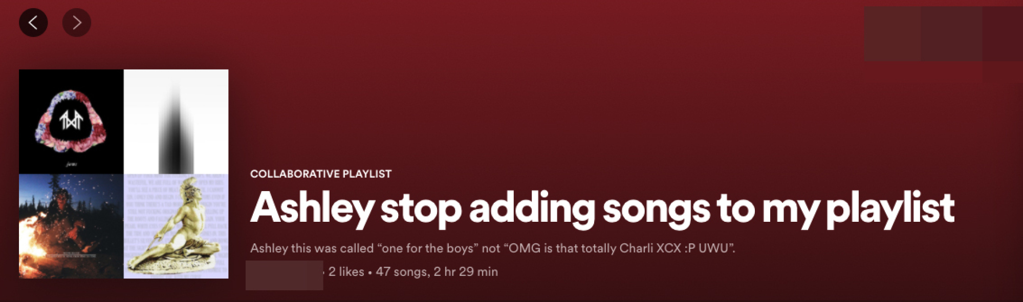 Une liste de lecture Spotify intitulée, 