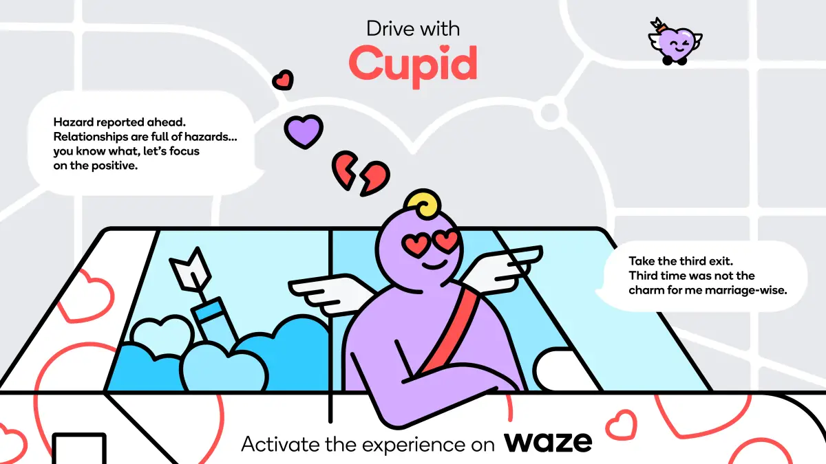 Roulez avec Cupidon sur l'application Waze