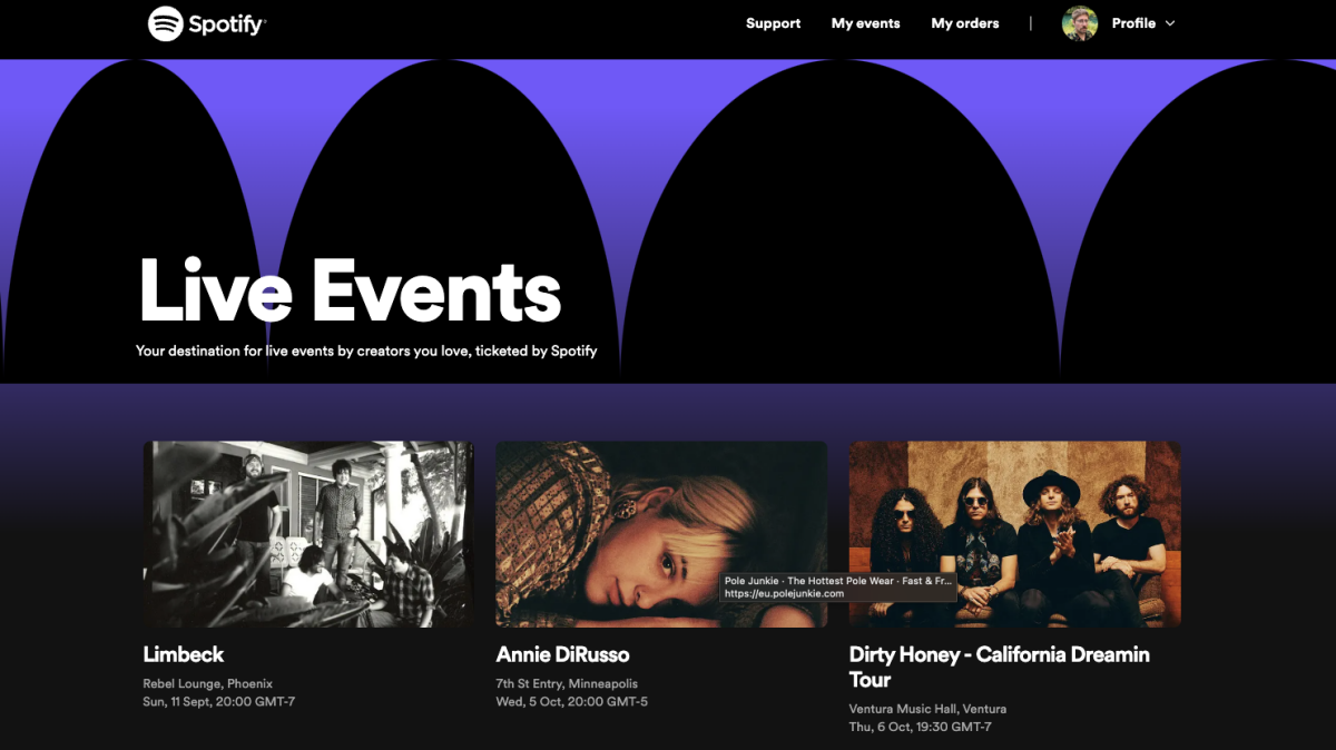 Spotify vend maintenant des billets de concert.  Timing intéressant.