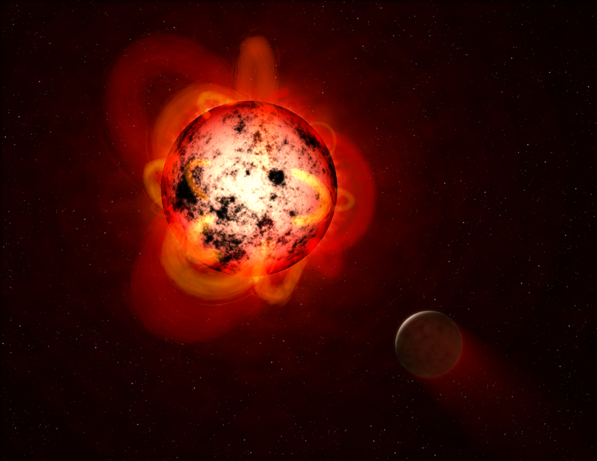 Exoplanète en orbite autour d'une naine rouge