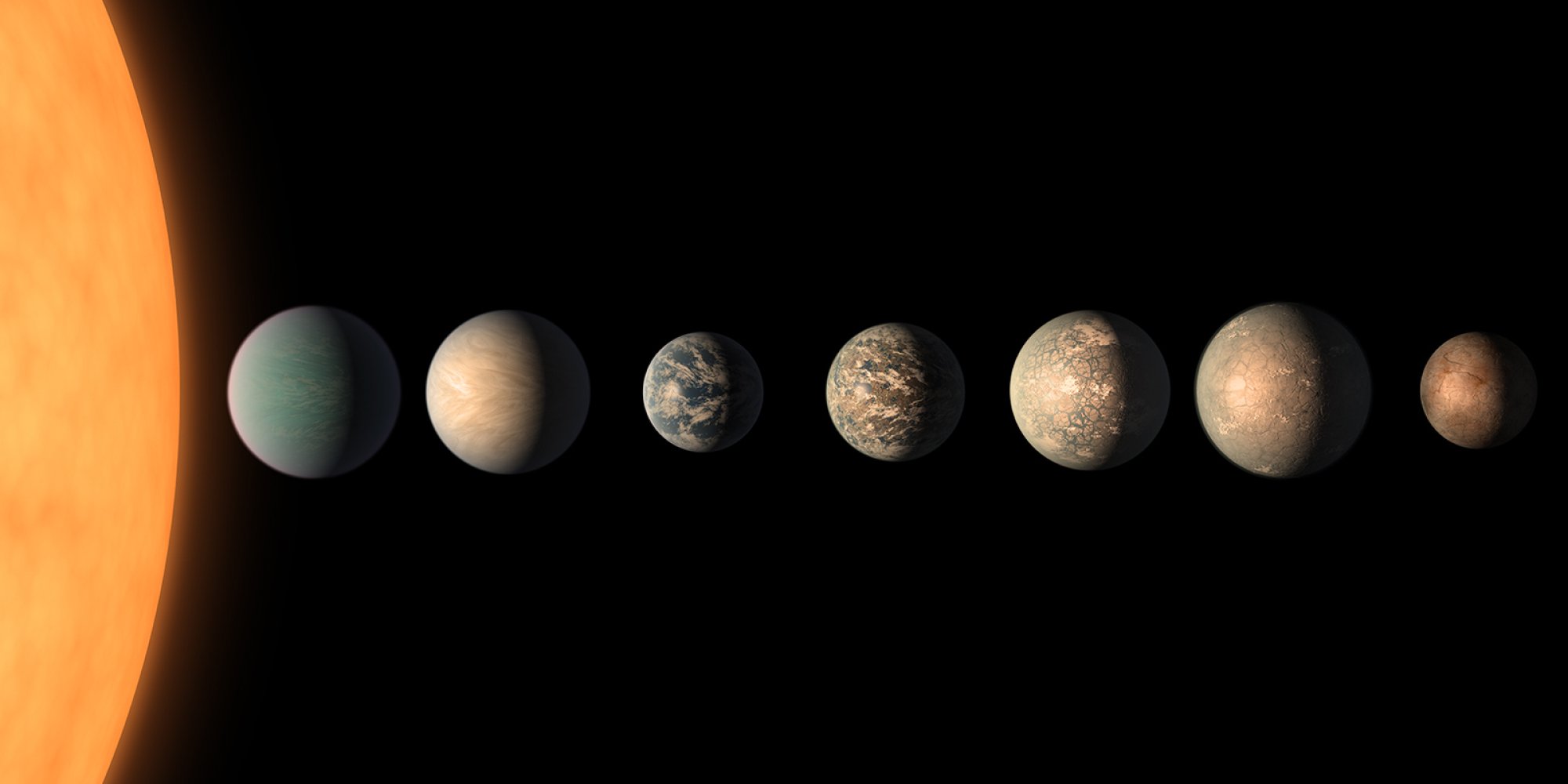 Le système solaire TRAPPIST-1 (illustration).