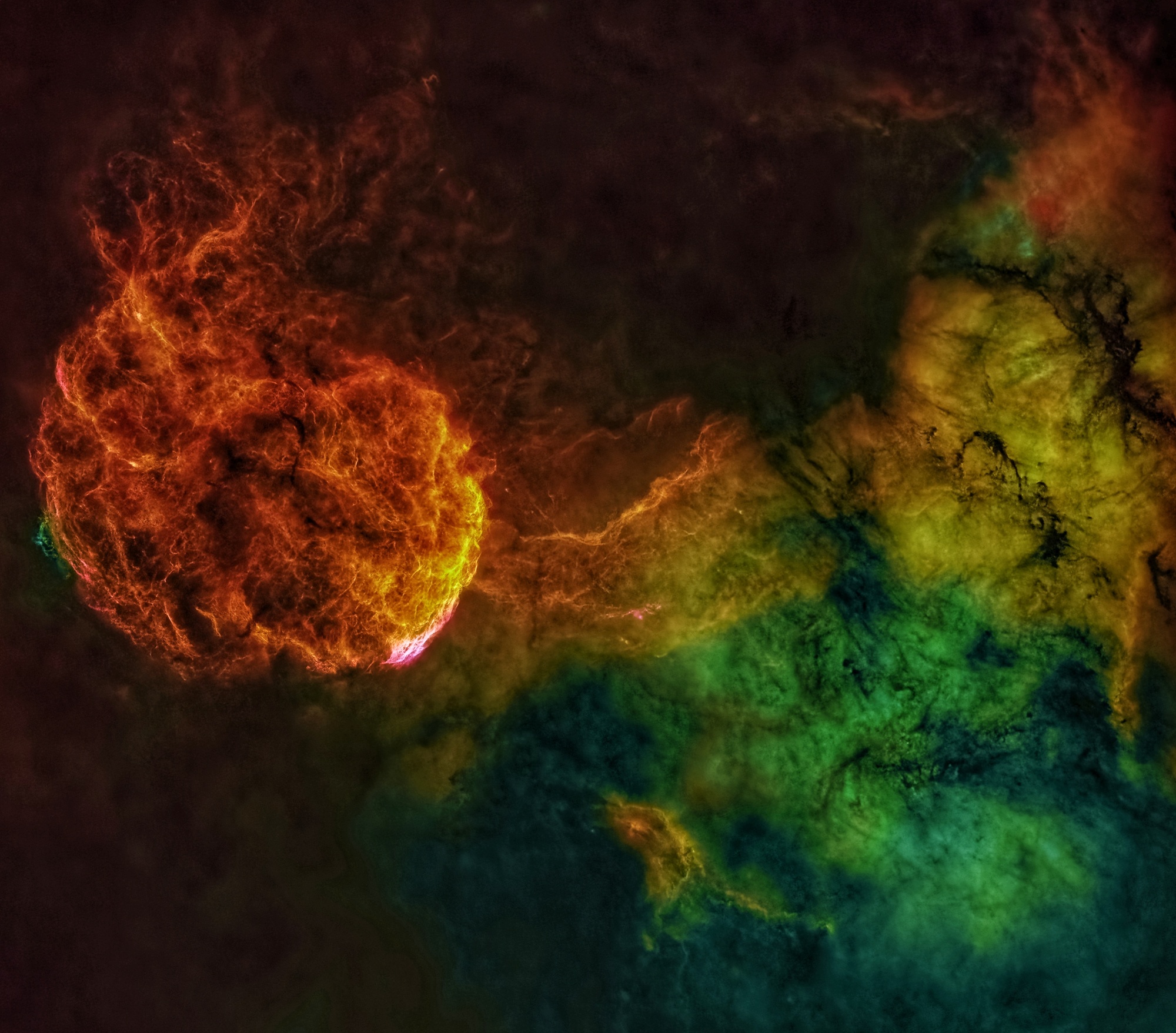 Une nébuleuse multicolore dans l'espace.