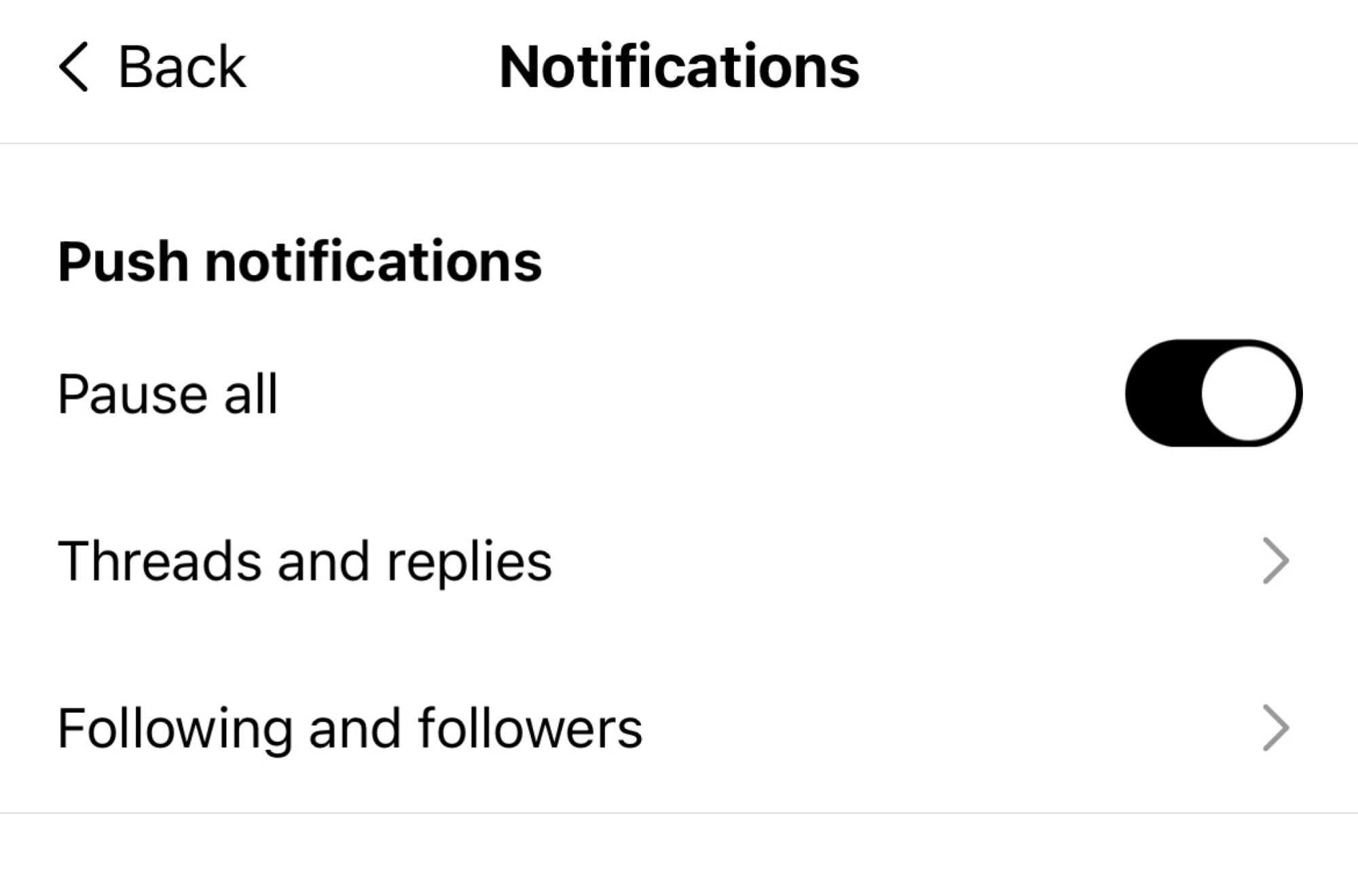 Une capture d'écran de la page des paramètres de notification