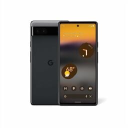 Téléphone Google Pixel 6a de couleur anthracite, illustré à l'avant et à l'arrière
