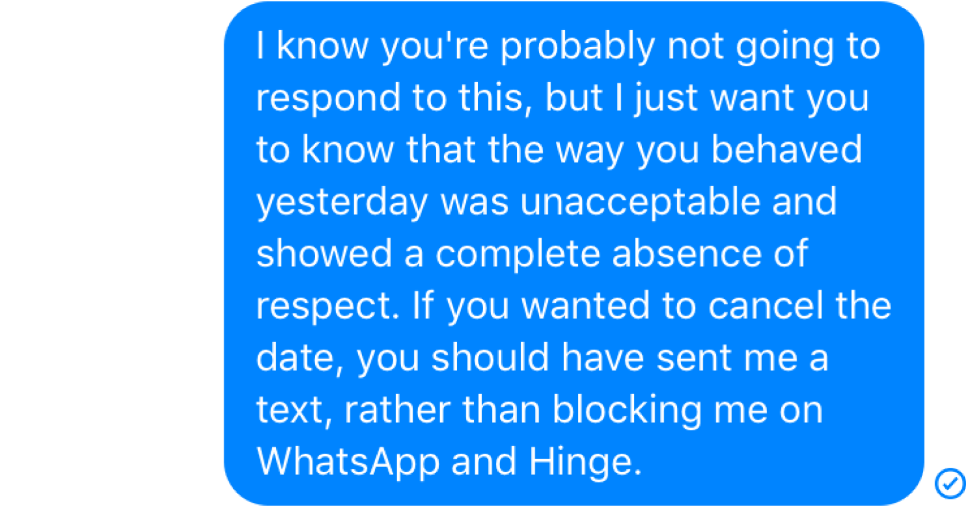 Une capture d'écran d'un SMS. 