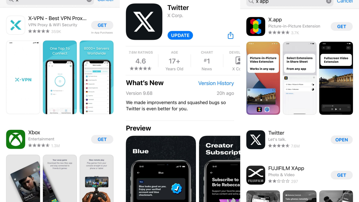 Apple ne laisse pas Twitter rebaptisé X dans l'App Store