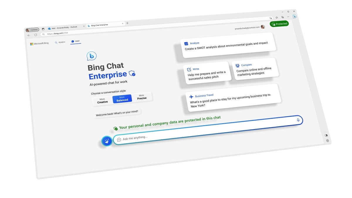 Microsoft annonce Bing Chat pour les entreprises avec des fonctionnalités de confidentialité intégrées
