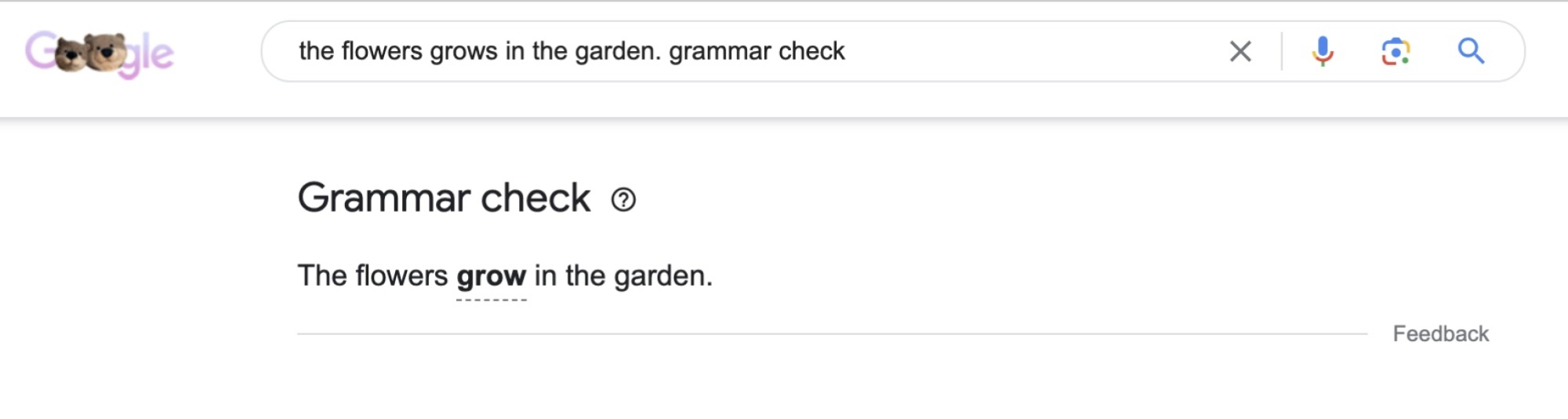 Un exemple de vérification grammaticale sur Google. 